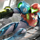 An armored warrior slides across a metallic surface, sparks flying.